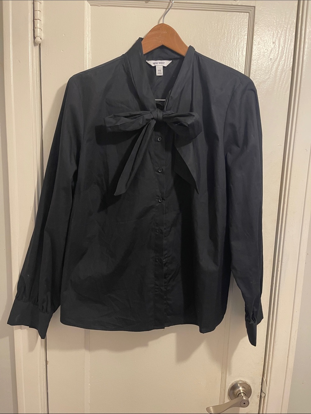 Nine West Black Bow-Neck Button-Up Blouse (item 69)
